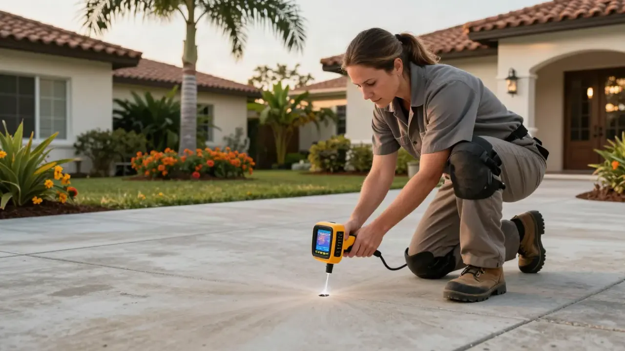 Water Meter and High Water Bill Investigation in Wellington, Florida: leak detection specialist using a handheld thermal